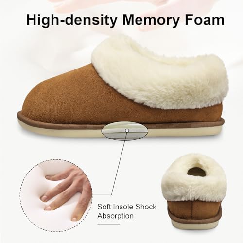 JOINFREE Women's Slippers Fuzzy House Shoes with Memory Foam Slip-on Comfy Bedroom Slippers Indoor Outdoor Shoes with Warm Faux Fur Collar2