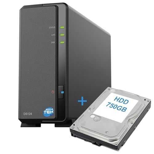 SIMPLETEK - 1 Bay NAS Network Storage Device with 750GB SATA 3.5 HDD, Gigabit Ethernet, 1GB RAM, USB 3.2, - Black (Refurbished)