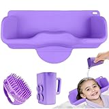 Portable Hair Washing Station Set,Silicone Hair Washing Station for Kids,Children,Toddler,Sink or Bathtub Shampoo Buddy, Attached Shampoo Brush and Baby Bath Rinse Cup(Relaxing Hair Washing)