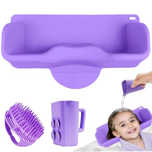 Portable Hair Washing Station Set Silicone Hair Washing Station for Kids Children Toddler Sink or Bathtub Shampoo Buddy Attached Shampoo Brush and Baby Bath Rinse Cup(Relaxing Hair Washing)