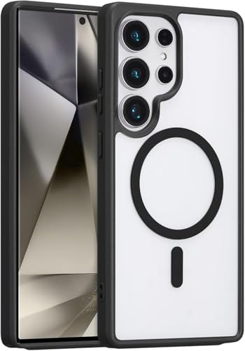 Image of Back Cover Case for Samsung Galaxy S25 Ultra | Back Cover with Mag-Safe | Transparent & Black Mobile Phone Back Cover for Samsung Galaxy S 25 Ultra / S25 Ultra | Anti Yellow TPU Back Cover