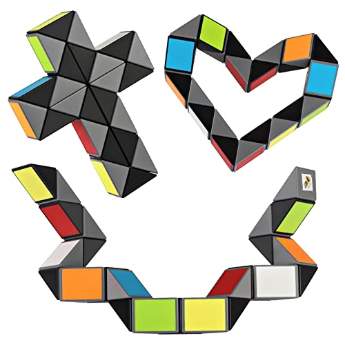 Ganowo Sensory Fidget Snake Cube Twist Puzzle-Snake Puzzle 24 Blocks Large Snake Speed Cubes -Goody Bag Fillers Classroom Rewards Bulk Christmas Stocking Stuffers for Kids Teens Puzzle Toy Set of 3