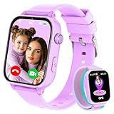 Smartwatch per Bambini, Orologio per Bambino Bambina GPS+LBS+Wi-Fi Tracciatrice, SOS 4G Chiamate Chat vocale Videochiamata Gioco Fotocamera Contapassi, Regalo per Ragazza e Ragazzo 4-12 Anni, Violeta