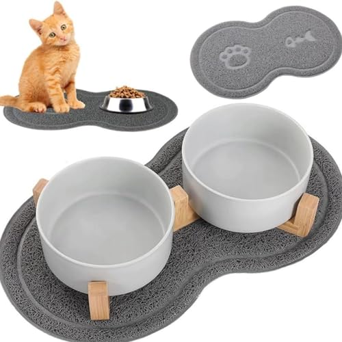 PARENCE.- Tappetino antiscivolo per cani e gatti – Fondo ciotola 46x26 cm – Protezione del pavimento e cibo pulito – Ingombro e design dei pesci