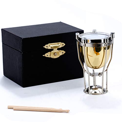 Dselvgvu Miniature Timpani with Case Mini Percussion Musical Instrument Replica Collectible Dollhouse Accessories Model Home Ornament (Timpani)