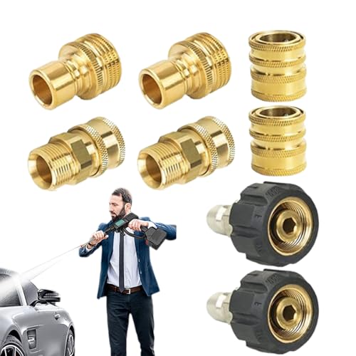 Juego de adaptadores de alta presión, barra de 14 mm, M22, kit de adaptadores para limpiadoras de alta presión – para limpieza de vehículos y limpieza de superficies de suelo y mantenimiento comercial