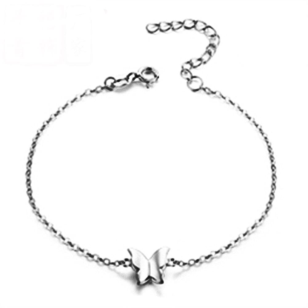 Braccialetti a catena con polsino in argento sterling alla moda, Bracciale in argento sterling 925 da donna Bracciale a farfalla di moda Bracciale da donna squisito Bracciale in argento sterling con g