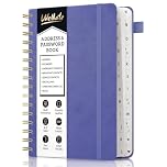 WEMATE Spiral Address Book with Alphabetical Tabs, Leather Password Book, Address Organizer Telephone Notebook Journal Keep Contact Safe Hardcover Large Print Seniors Home Office 5.8″×8.2″, Rose Gold