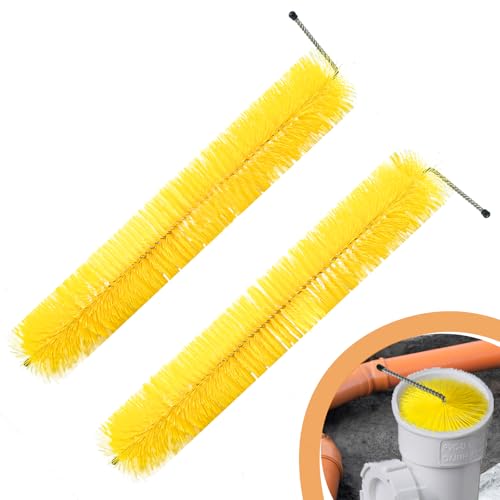 2 Pcs Septic Tank Brush Filter for 4 Inch Pipe, Flow Septic Tank Pipelines Ultra Fine Fiber Filter for Pipe Baffle Sewer, Easy to Install, Yellow