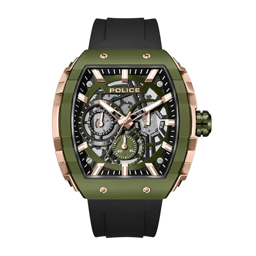 Montre de montre Police Flash quartz homme avec boîtier acier 51 mm étanche 5ATM
