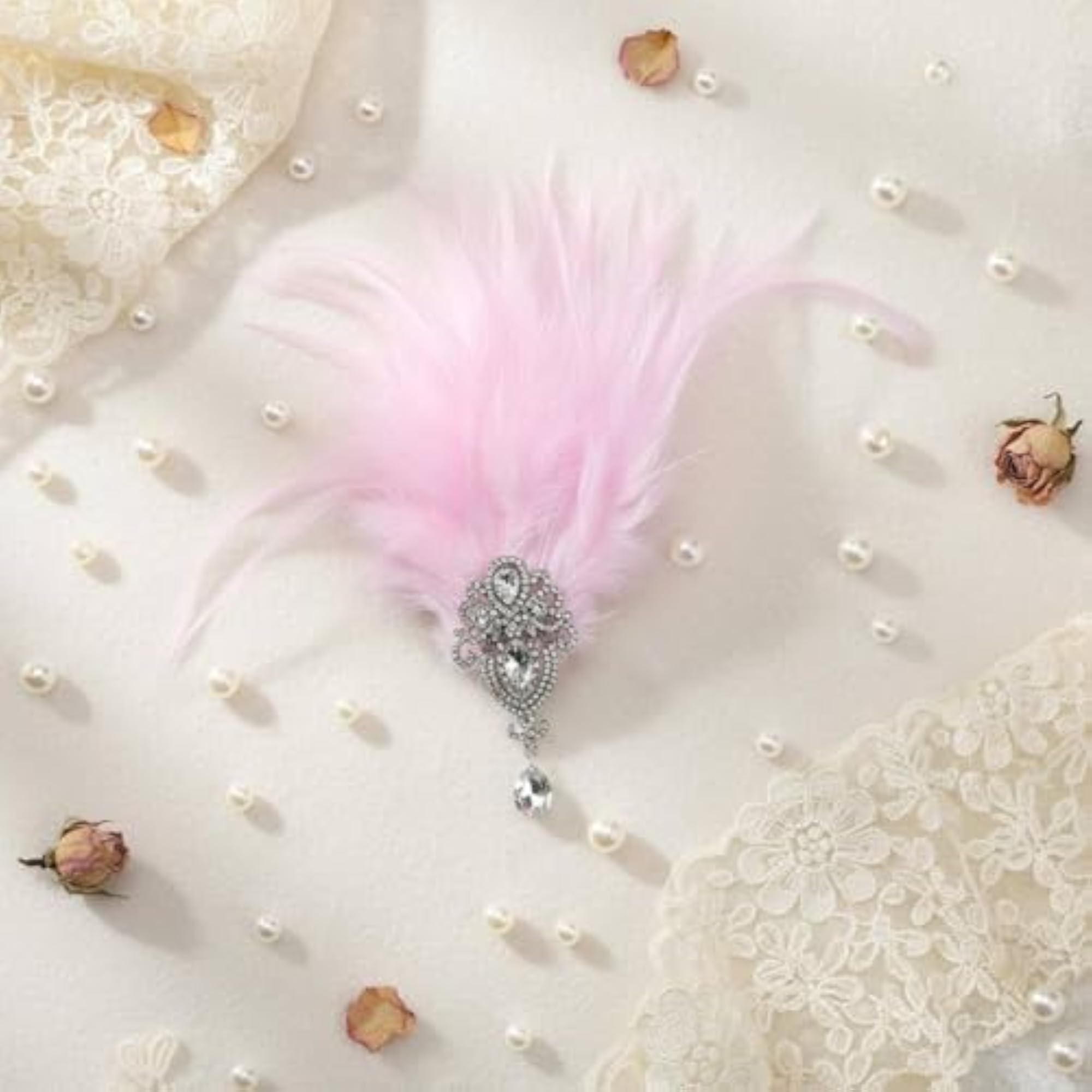 Handmade Vintage Bridal Feather Clip, Elegant Design
