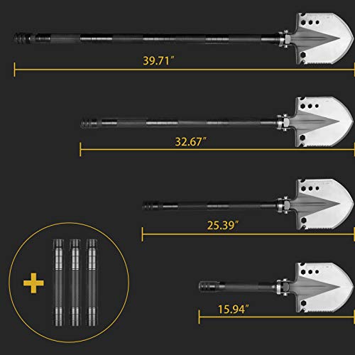 Yeacool Metal Detector Shovel 40 inch, Tactical Shovel Military Grade, Folding Emergency Survival Spade, Portable Swagger Multitool for Camping, Metal Detecting and Off Roading - Thumbnail 4