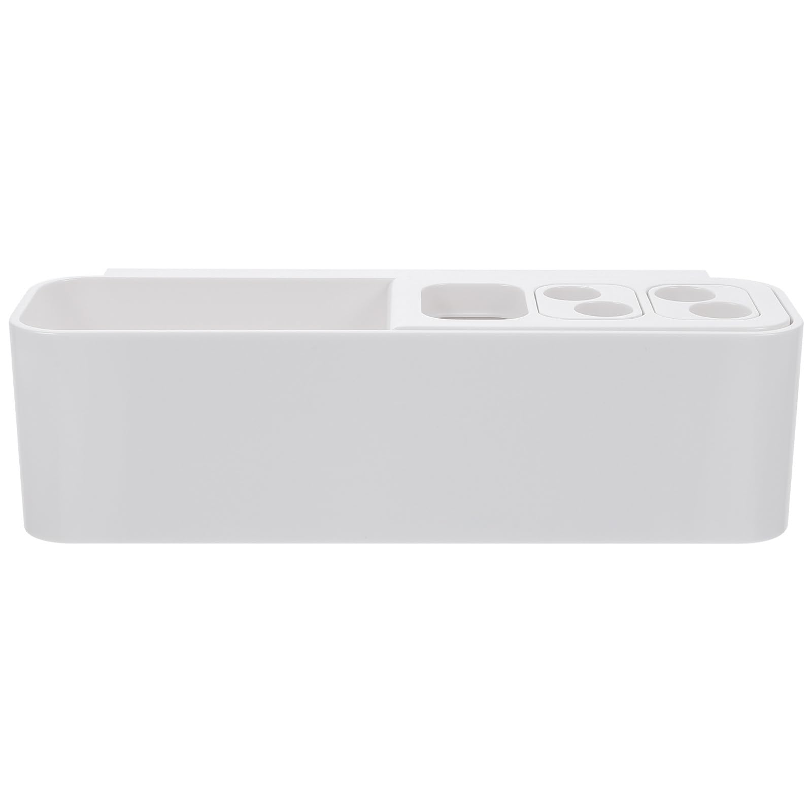 Veemoon Porta Spazzolini da Denti da Parete Multi Scomparti in Abs Bianco senza Forare Fori di Drenaggio per Bagno e Cucina Organizer per Dentifricio e Shampoo