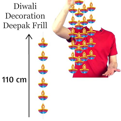 Image of 3D Deepak Frills Garland Series Pack of 4 | Paper Ladi Hanging Decoration for Diwali, Parties, Festivals, Birthday, Wedding, Home, Office, Shop & Temple Decor Items