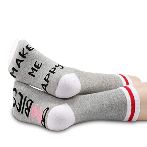 JXGZSO 2 Pairs Boobies Inspired Gift Boobies Socks Boobs Lover Socks Boobies Make Me Happy Socks Funny Joke Gift4