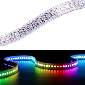 YUNBO Ruban LED WS2812B 144 Pixels 1M RGB Adressable Individuellemen CC 5V Flexible Blanc PCB IP67 Étanche 5050 Bande LED