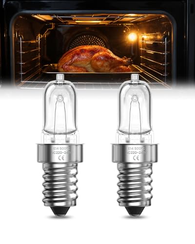Lamptobe 2X Bombilla de Horno E14 42W - 500℃ Resistente al Calor SES Bombilla Horno E14 Blanco Cálido 2700K AC 220-240V Regulable para Lámpara de Sal del Himalaya, Microondas, Horno, Nevera