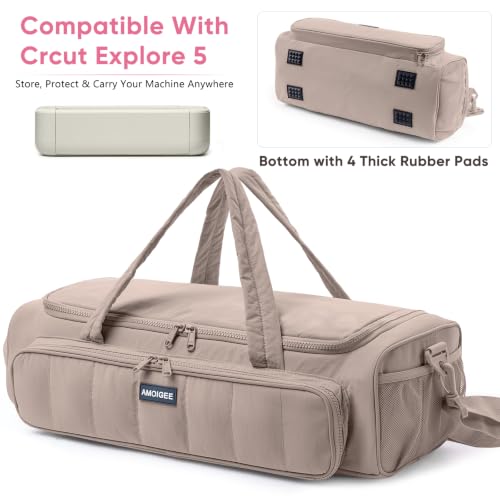 Image of AMOIGEE Puff Carrying Case for Cricut Explore 5, Quilted Storage Bag for Die-Cutting Machine, Travel Craft Tote with Pockets for Vinyl, Tools, Mats and Cricut Accessories and Suppliers