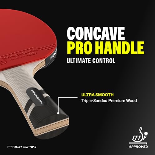 Image of PRO-SPIN Ping Pong Paddles - ITTF Approved Professional Table Tennis Rackets with Carbon Fiber for Superior Control | 7-Ply Blade, Premium Rubber, 2.0mm Sponge