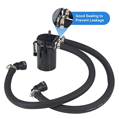 Image of JDMON Oil Catch Can, Passenger Side Oil Separator Compatible with Ford F150 2.7EB 3.5EB 5.0L Passenger Side 2011-2021, Expedition 3.5L EcoBoost 2018-2021, Raptor 3.5L Ecoboost 2017-2021, 350ml Black