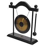 HOLIDYOYO デスクトップ用真鍮ゴング飾り 伝統的復古デザイン 卓上装飾品 インテリアオーナメント 家 オフィス向け贈り物に