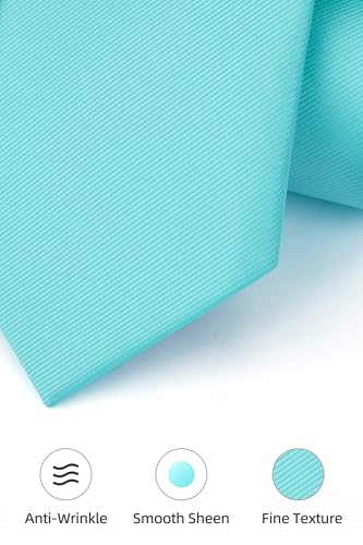 Image of HISDERN Mens Ties Solid Color Ties for Men Formal Necktie with Pocket Square Set Satin Silk Neck Tie Handkerchiefs Set