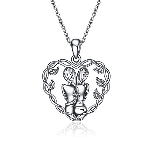 YFN Sister Gifts from Sister, Sterling Silver Always My Sister Forever My Friend Sister Pendant Necklace Jewelry, Birthday Jewelry Gift Necklaces for Sisters (Sister Heart Necklace)