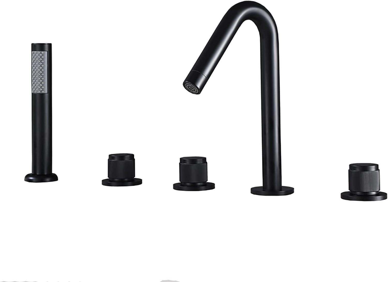 GLJTUO Faucet, Bathtub Faucet 5 Holes Deck-Mounted Tub Filler Faucet with Handheld Shower Bath Mixer Tap Brass Water Saving Bathtub Tap Hot and Cold Water Tub and Shower Faucet,Black