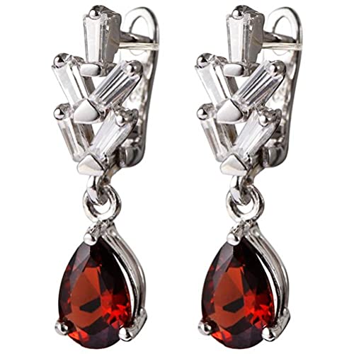 Boucle d'oreille feuille rouge et diamant carré, le cadeau idéal