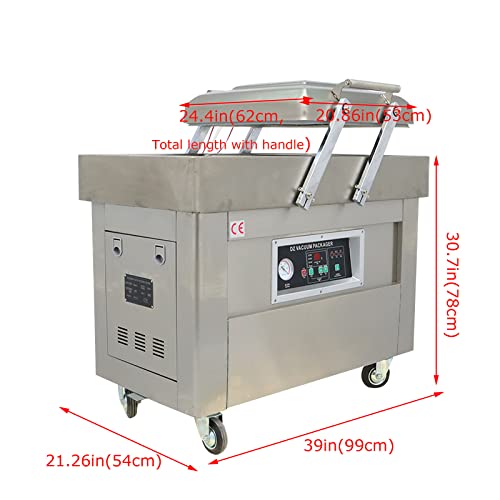 Intsupermai Commercial Two Chamber Vacuum Sealer Stainless Steel Food Vacuum Packaging Machine For Mests Fruits And Vegetables Sealing Length 15.7Inch 220V #TOP1