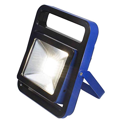 Preisvergleich Produktbild as-Schwabe Chip-LED Akku Strahler 20 W Profi Baustrahler mit klappbarem Gestell LED Spot Arbeitsleuchte Mobile LED Leuchte für Außenbeleuchtung Li-Ion Akku austauschbar IP54 - Blau I 46472