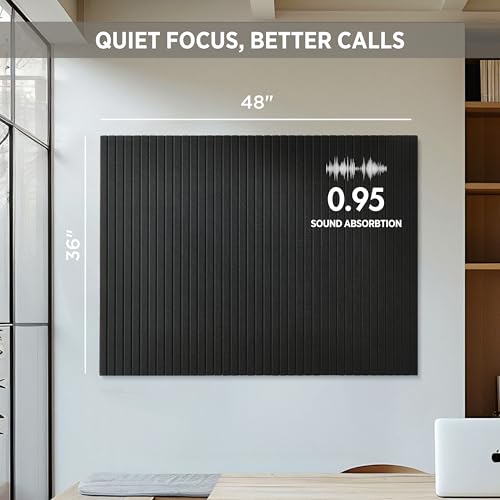 VIVELDA Large Bulletin Board 48"x36" - Office Wall Organizer to Replace your Old Cork Boards for Walls for Office Decor - 12-pack Felt Wall Panels for Use in Home Office Decor, Classroom Decor (Black)