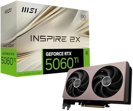 MSI GeForce RTX 5060 Ti 16G Inspire 2X OC Tarjeta gráfica, RTX 50...