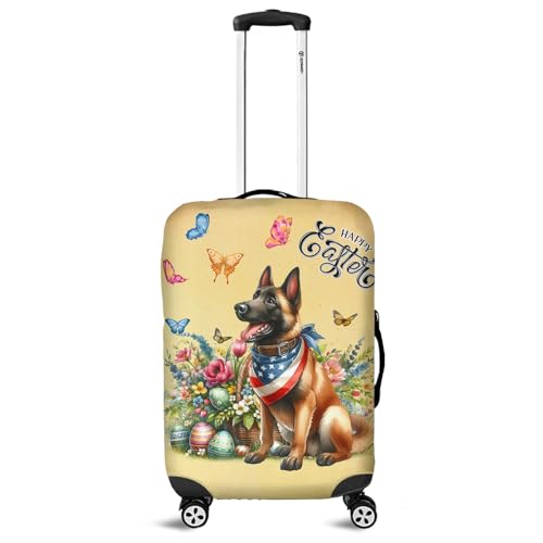 Belgian Malinois Celebrates Spring and Enjoys a Happy Easter Travel Luggage Cover Sheepdog Dog Lover Gifts Suitcase Dust Protective Decor - 02001