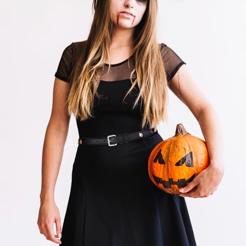 RISANTRY Black Belt with Silver Buckle Leather Halloween Witche Ghost Pumpkin Metal Accessories Ideal Holiday Gift Halloween Cosplay Belt - image 8