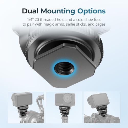 Image of SMALLRIG Quick-Release Cold Shoe Mount for DJI Osmo Action 6 / Nano, Features a 1 /4 inch-20 Threaded Hole and Cold Shoe, Supports 160 Tilt Swivel, for Magic Hand, Selfie Sticks, Camera Cages, 6440