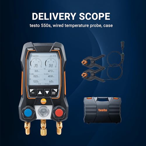 testo 550s AC Manifold Gauge Set – Manifold Gauges HVAC – Incl. 2 Wired Temperature Clamp Probes – Recharge Kit with Superheat, Subcooling For AC, Refrigeration & Heat Pumps – Bluetooth by Testo - Image 8