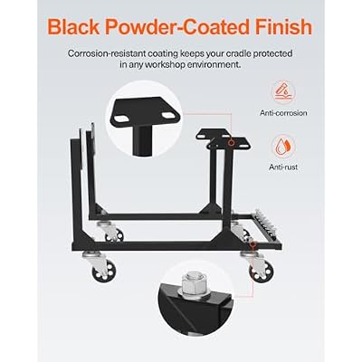 JY PERFORMANCE Rolling Engine Cradle Stand with Wheels Compatible with Chevy Small Block and Big Block, Heavy Duty Steel Engine Cradle, 750 LBS Capacity