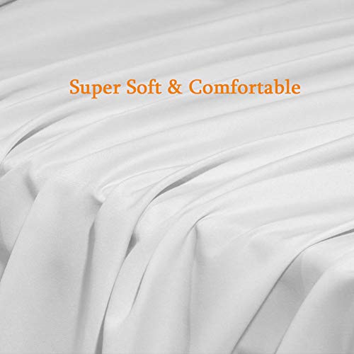 SONORO KATE Bed Sheet Set Super Soft Microfiber 1800 Thread Count Egyptian Sheets Fit 18-24 Inch Deep Pocket Mattress Wrinkle and Hypoallergenic (White, Queen) - Image 5