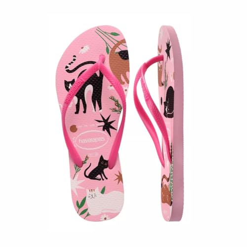 Chinelo Havaianas Slim Pets Feminino (Rosa, BR, Adulto, Faixa Numérico, M, 37, 38)