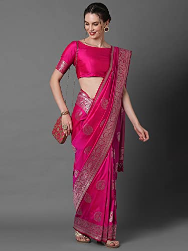 Image of AKHILAM Women's Silk Blend Woven Design Saree With Unstitched Blouse Piece(3PAKHI51 Parent)