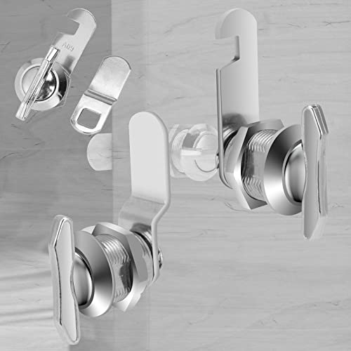 Paulinn 5/8 Inch Thumb Operated Offset Cam Lock Latch For Cabinet Mailbox Drawer Rv Compartment Camper Storage Doorlatch, 5 Packs, Keyless Twist,100% Metal, Chrome-Finish Zinc Alloy,Non-Locking #TOP5