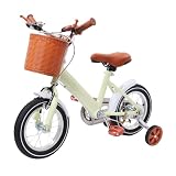 AHSSBSA Vélo pour enfant de 12 pouces à partir de 2 à 4 ans, avec roues stabilisatrices, cadre triangulaire en acier au carbone, frein de selle avant, frein à tambour arrière, guidon de siège réglable