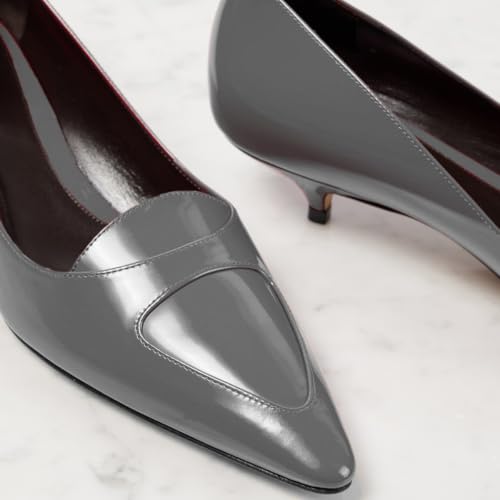 Women Low Kitten Heel Pumps Pointed Toe Dress Shoes Slip On 1 Inch Low Heel Work Pumps Comfort Basic Pump Shoes Matte Casual Evening Party Office Kitten Heels 4-11 M US3