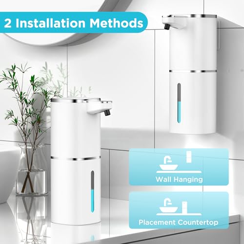 HAPPHOOH Seifenspender Automatisch Wandbefestigung,400ml Elektrischer Seifenspender mit Sensor Infrarot USB Wiederaufladbar,IPX5 Wasserdicht für Küchen,Bad,Schule,Hotel