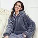 CozyLeep Wearable Blanket Hoodie Women Men, Warm Sherpa Oversized Hooded Blanket Sweatshirt Gifts for Adluts Mom Girlfriend (Grey)