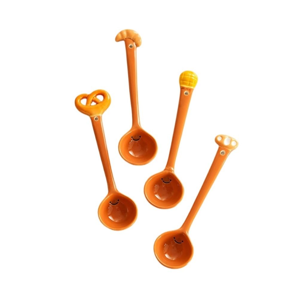 cuchara para servir, Juego de 4 cucharas cerámica for servir, cuchara mezcladora mango largo for el hogar