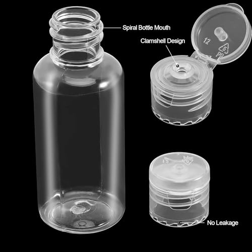 110 Pack 1oz Clear Mini Plastic Bottles, Plastic Travel Bottle with Flip Cap, Portable Refillable Empty Containers for Shampoo, Lotion, Liquid Body Soap, Cream3