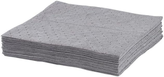 Melt-Blown Sonic Bonded Sorbent Pads for Cleaning Oil, Solvent, Coolant, Water Spills - 15" x 18" Size with Perforations - 100 Pads Absorbs up to 17 Gallons - Pack of 100
