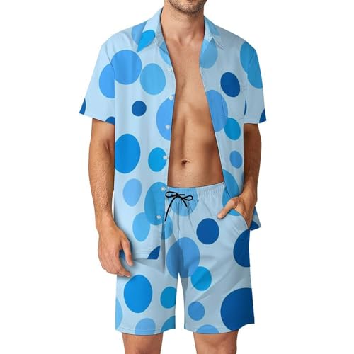 Conjunto de 2 piezas con estampado de lunares azules para hombre con acabados de alta calidad para verano